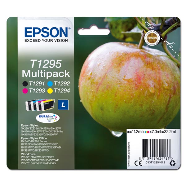 Epson Original Inkjet Set T1295 / C13T12954012 CMYK 11,2 + 3 x 7 ml