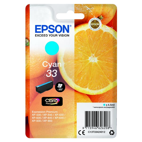 Epson Original Inkjet T33 / C13T33424012 cyan 4,5 ml