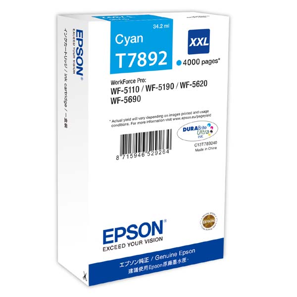 Epson Original Inkjet T7892 XXL / C13T789240 cyan 34 ml 4 000 pages