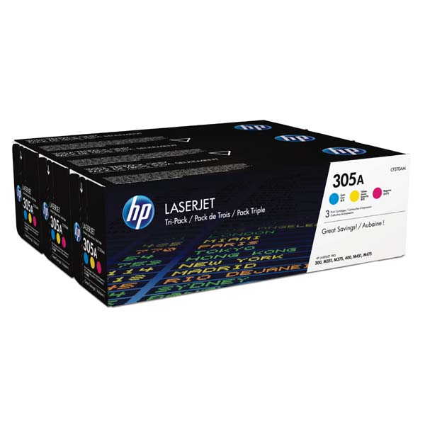 HP Original Toner CF370AM / HP 305A color tripack 3 x 2 600 pages