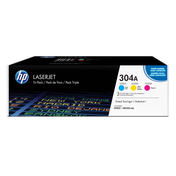HP Original Toner CF372AM / HP 304A color tripack 3 x 2 800 pages