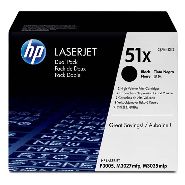 HP Original Toner Q7551XD / HP 51X black dualpack 2 x 13 000 pages