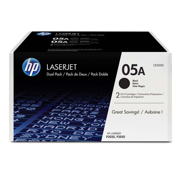 HP Original Toner CE505D / HP 05A black dualpack 2 x 2 300 pages