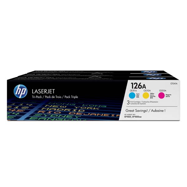 HP Original Toner CF341A / CE311A + CE312A + CE313A CMY tripack 3 x 1 000 pages