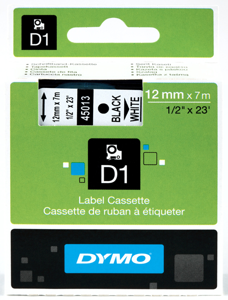 Originál DYMO páska S0720530 D1 12mm x 7m čierna na bielej 45013