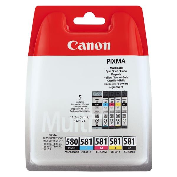 Canon Original Inkjet Set PGI-580BK/CLI-581CMYK 2078C005 11,2 + 4 x 5,6 ml