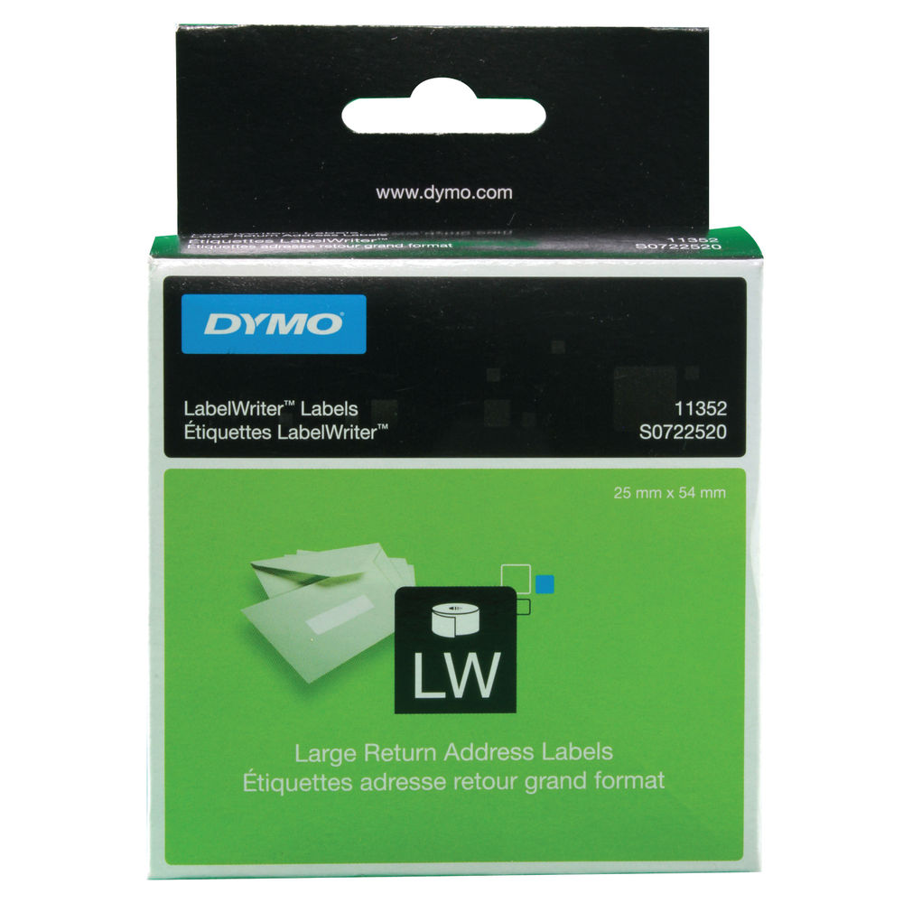 Originál DYMO páska S0722520 Štítky pre spiatočnú adresu biely papier 54 x 25mm 11352