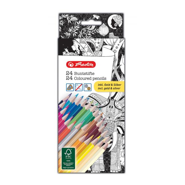 Farebné ceruzky k antistresovým omaľovánkam 24 farieb
