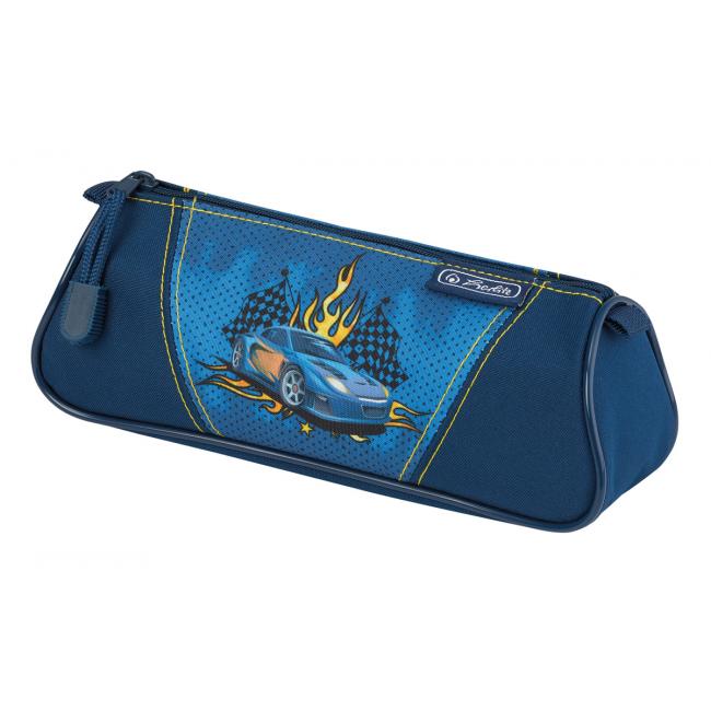 Puzdro Herlitz trojuholníkové 22,5x7,7x9cm Pretekárske auto modré