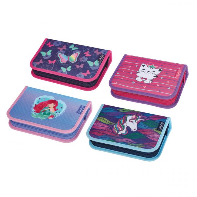 Peračník Herlitz 1 zipsový plný 1-klopý mix Jednorožec Morská panna Mačka Motýle