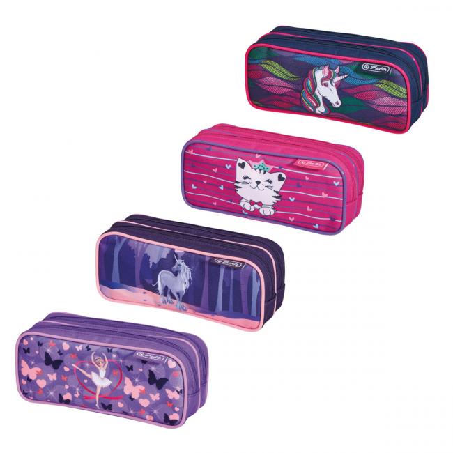 Puzdro Herlitz dvojité 20,5x7x9cm mix Motýlí tanec Fantasy Mačka Jednorožec