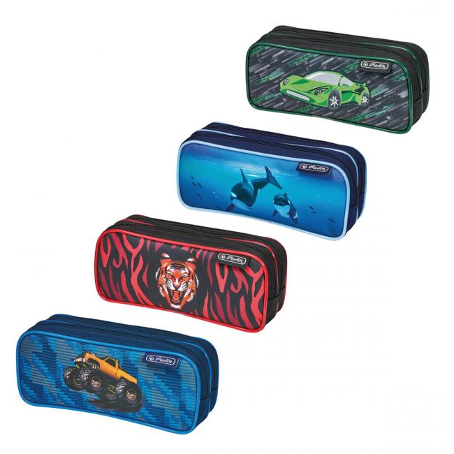 Puzdro Herlitz dvojité 20,5x7x9cm mix Monster truck Oceán Tiger Zelené auto